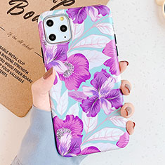 Funda Silicona Gel Goma Flores Carcasa S04 para Apple iPhone 11 Pro Morado