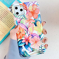 Funda Silicona Gel Goma Flores Carcasa S06 para Apple iPhone 11 Pro Naranja