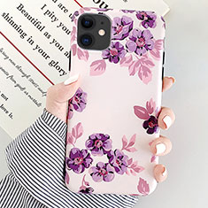 Funda Silicona Gel Goma Flores Carcasa S08 para Apple iPhone 11 Morado