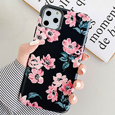 Funda Silicona Gel Goma Flores Carcasa S08 para Apple iPhone 11 Pro Max Negro