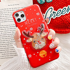Funda Silicona Gel Goma Navidad Carcasa C01 para Apple iPhone 11 Pro Max Rojo