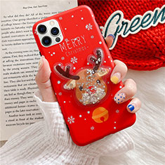 Funda Silicona Gel Goma Navidad Carcasa para Apple iPhone 12 Pro Max Rojo