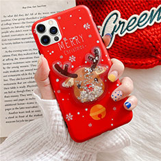 Funda Silicona Gel Goma Navidad Carcasa para Apple iPhone 12 Pro Rojo