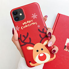 Funda Silicona Gel Goma Navidad Carcasa S01 para Apple iPhone 11 Rojo