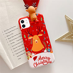 Funda Silicona Gel Goma Navidad Carcasa S01 para Apple iPhone 12 Mini Rojo