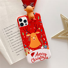 Funda Silicona Gel Goma Navidad Carcasa S01 para Apple iPhone 12 Pro Max Rojo