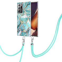 Funda Silicona Gel Goma Patron de Moda Carcasa con Acollador Cordon Lanyard Y01B para Samsung Galaxy Note 20 Ultra 5G Menta Verde