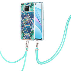 Funda Silicona Gel Goma Patron de Moda Carcasa con Acollador Cordon Lanyard Y01B para Xiaomi Mi 10T Lite 5G Verde Noche