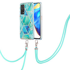 Funda Silicona Gel Goma Patron de Moda Carcasa con Acollador Cordon Lanyard Y01B para Xiaomi Mi 10T Pro 5G Verde