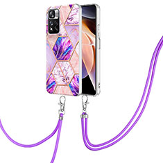 Funda Silicona Gel Goma Patron de Moda Carcasa con Acollador Cordon Lanyard Y01B para Xiaomi Mi 11i 5G (2022) Purpura Claro