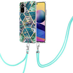 Funda Silicona Gel Goma Patron de Moda Carcasa con Acollador Cordon Lanyard Y01B para Xiaomi Redmi Note 10 4G Verde Noche