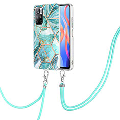 Funda Silicona Gel Goma Patron de Moda Carcasa con Acollador Cordon Lanyard Y01B para Xiaomi Redmi Note 11 5G Menta Verde