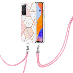 Funda Silicona Gel Goma Patron de Moda Carcasa con Acollador Cordon Lanyard Y01B para Xiaomi Redmi Note 11 Pro 5G Rosa