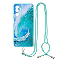 Funda Silicona Gel Goma Patron de Moda Carcasa con Acollador Cordon Lanyard Y01X para Samsung Galaxy A13 5G Verde