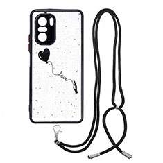 Funda Silicona Gel Goma Patron de Moda Carcasa con Acollador Cordon Lanyard Y01X para Xiaomi Mi 11X Pro 5G Negro