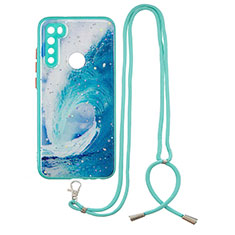 Funda Silicona Gel Goma Patron de Moda Carcasa con Acollador Cordon Lanyard Y01X para Xiaomi Redmi Note 8 (2021) Verde