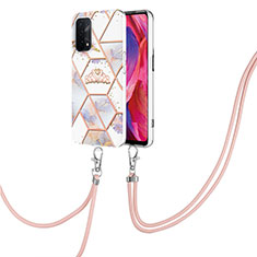 Funda Silicona Gel Goma Patron de Moda Carcasa con Acollador Cordon Lanyard Y02B para OnePlus Nord N200 5G Gris