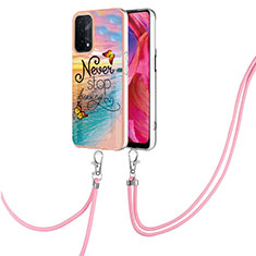 Funda Silicona Gel Goma Patron de Moda Carcasa con Acollador Cordon Lanyard Y03B para OnePlus Nord N200 5G Multicolor