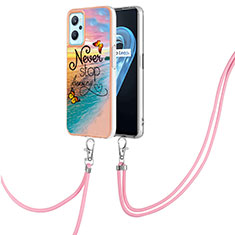 Funda Silicona Gel Goma Patron de Moda Carcasa con Acollador Cordon Lanyard Y03B para Oppo A96 4G Multicolor