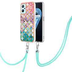 Funda Silicona Gel Goma Patron de Moda Carcasa con Acollador Cordon Lanyard Y03B para Oppo A96 4G Vistoso