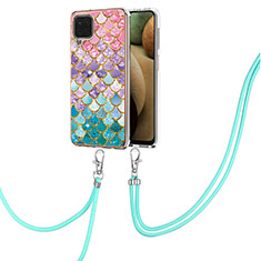 Funda Silicona Gel Goma Patron de Moda Carcasa con Acollador Cordon Lanyard Y03B para Samsung Galaxy A12 Nacho Vistoso