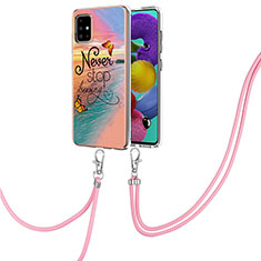 Funda Silicona Gel Goma Patron de Moda Carcasa con Acollador Cordon Lanyard Y03B para Samsung Galaxy A51 5G Multicolor