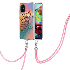 Funda Silicona Gel Goma Patron de Moda Carcasa con Acollador Cordon Lanyard Y03B para Samsung Galaxy A71 4G A715 Multicolor