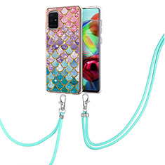 Funda Silicona Gel Goma Patron de Moda Carcasa con Acollador Cordon Lanyard Y03B para Samsung Galaxy A71 4G A715 Vistoso