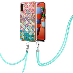 Funda Silicona Gel Goma Patron de Moda Carcasa con Acollador Cordon Lanyard Y03B para Samsung Galaxy M11 Vistoso