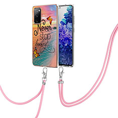 Funda Silicona Gel Goma Patron de Moda Carcasa con Acollador Cordon Lanyard Y03B para Samsung Galaxy S20 FE (2022) 5G Multicolor