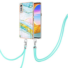 Funda Silicona Gel Goma Patron de Moda Carcasa con Acollador Cordon Lanyard Y05B para LG Velvet 4G Vistoso