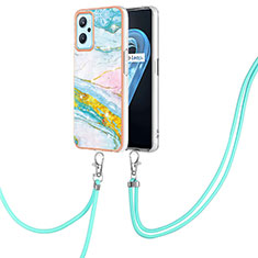 Funda Silicona Gel Goma Patron de Moda Carcasa con Acollador Cordon Lanyard Y05B para Oppo K10 4G Vistoso