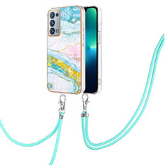 Funda Silicona Gel Goma Patron de Moda Carcasa con Acollador Cordon Lanyard Y05B para Oppo Reno6 Pro+ Plus 5G Vistoso