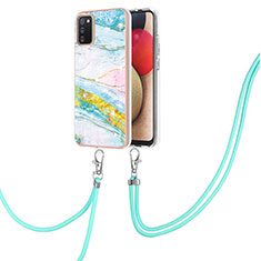 Funda Silicona Gel Goma Patron de Moda Carcasa con Acollador Cordon Lanyard Y05B para Samsung Galaxy A02s Vistoso