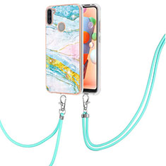 Funda Silicona Gel Goma Patron de Moda Carcasa con Acollador Cordon Lanyard Y05B para Samsung Galaxy A11 Vistoso