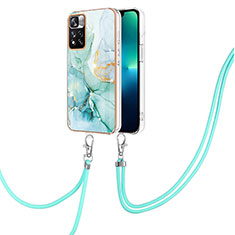 Funda Silicona Gel Goma Patron de Moda Carcasa con Acollador Cordon Lanyard Y05B para Xiaomi Poco X4 NFC Verde