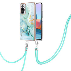 Funda Silicona Gel Goma Patron de Moda Carcasa con Acollador Cordon Lanyard Y05B para Xiaomi Redmi Note 10 Pro 4G Verde