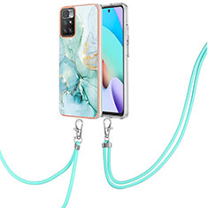 Funda Silicona Gel Goma Patron de Moda Carcasa con Acollador Cordon Lanyard Y05B para Xiaomi Redmi Note 11 4G (2021) Verde