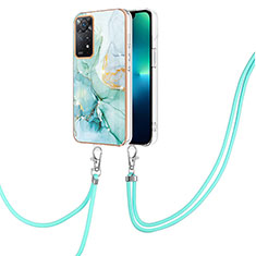 Funda Silicona Gel Goma Patron de Moda Carcasa con Acollador Cordon Lanyard Y05B para Xiaomi Redmi Note 11 4G (2022) Verde