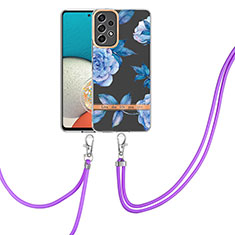 Funda Silicona Gel Goma Patron de Moda Carcasa con Acollador Cordon Lanyard Y06B para Samsung Galaxy A23 5G Azul