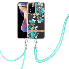 Funda Silicona Gel Goma Patron de Moda Carcasa con Acollador Cordon Lanyard Y06B para Xiaomi Mi 11i 5G (2022) Cian