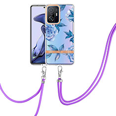 Funda Silicona Gel Goma Patron de Moda Carcasa con Acollador Cordon Lanyard Y06B para Xiaomi Mi 11T 5G Azul