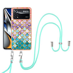 Funda Silicona Gel Goma Patron de Moda Carcasa con Acollador Cordon Lanyard YB3 para Xiaomi Poco X4 Pro 5G Vistoso