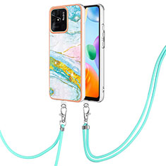 Funda Silicona Gel Goma Patron de Moda Carcasa con Acollador Cordon Lanyard YB5 para Xiaomi Redmi 10C 4G Vistoso