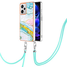 Funda Silicona Gel Goma Patron de Moda Carcasa con Acollador Cordon Lanyard YB5 para Xiaomi Redmi Note 12 Pro+ Plus 5G Vistoso