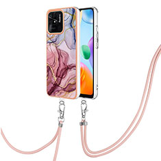 Funda Silicona Gel Goma Patron de Moda Carcasa con Acollador Cordon Lanyard YB7 para Xiaomi Redmi 10C 4G Multicolor