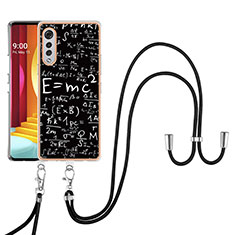 Funda Silicona Gel Goma Patron de Moda Carcasa con Acollador Cordon Lanyard YB8 para LG Velvet 5G Multicolor