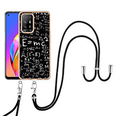 Funda Silicona Gel Goma Patron de Moda Carcasa con Acollador Cordon Lanyard YB8 para Oppo A95 5G Multicolor