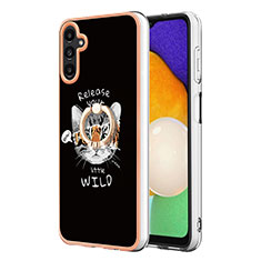 Funda Silicona Gel Goma Patron de Moda Carcasa con Acollador Cordon Lanyard YB8 para Samsung Galaxy A14 5G Multicolor