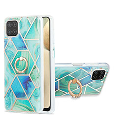 Funda Silicona Gel Goma Patron de Moda Carcasa con Anillo de dedo Soporte Y01B para Samsung Galaxy M12 Verde